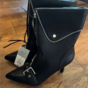 Target Black Heeled Boots with Stiletto Heel and Lace-Up Design